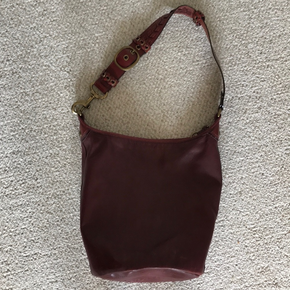 Leather burgundy Coach hobo bag